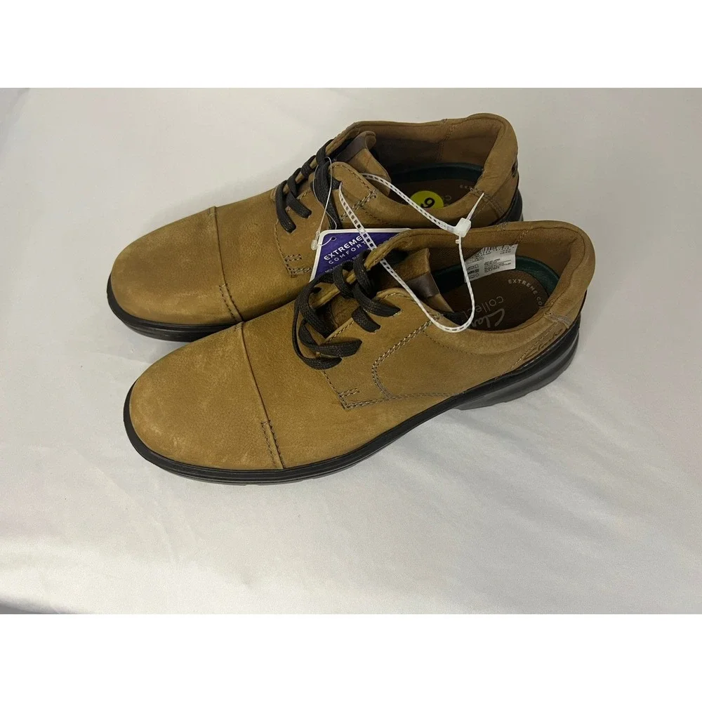 Clarks Mens Gessler Cap Cola Nubuck Leather Oxfords Size US 9 M (UK 8 G / EU 42)